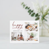 Eleganter Happy New Year Calligraphy Foto Holiday Postkarte (Stehend Vorderseite)