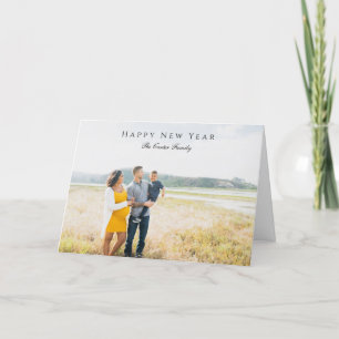 Eleganter Happy New Year Script Foto Einfache Chic Feiertagskarte