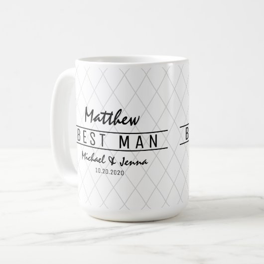 Eleganter Harlequin Personalisierter Trauzeuge Hoc Kaffeetasse (Vorderseite Links)
