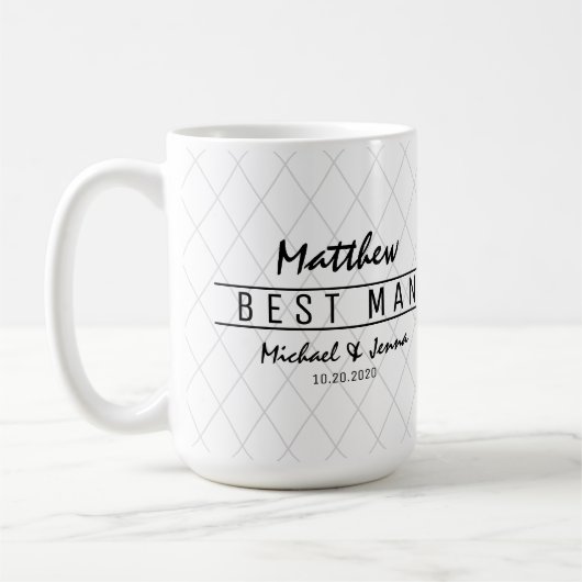 Eleganter Harlequin Personalisierter Trauzeuge Hoc Kaffeetasse (Links)