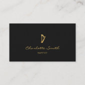 Eleganter Harp Gold & Black Beruflich Musiker Visitenkarte (Vorderseite)