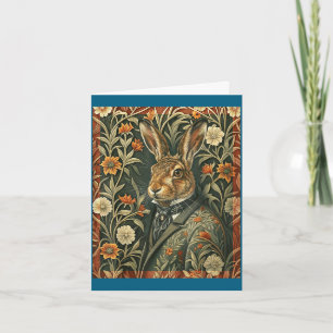 Eleganter Hase in Abendgarderobe vintage Wald  Karte
