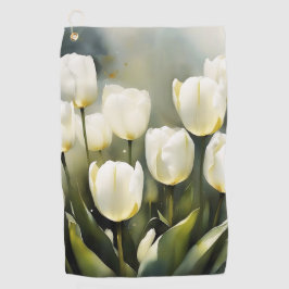 Eleganter Haufen von White Tulips in einem Serenen Golfhandtuch