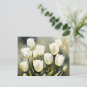Eleganter Haufen von White Tulips in einem Serenen Postkarte (Stehend Vorderseite)
