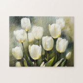 Eleganter Haufen von White Tulips in einem Serenen Puzzle (Horizontal)