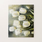 Eleganter Haufen von White Tulips in einem Serenen Puzzle (Vertikal)