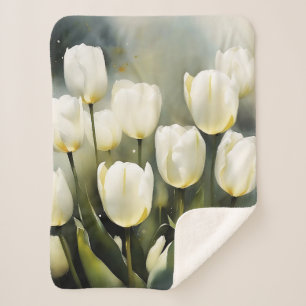 Eleganter Haufen von White Tulips in einem Serenen Sherpadecke
