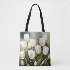 Eleganter Haufen von White Tulips in einem Serenen Tasche