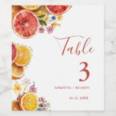 Eleganter Haupt Squeeze Citrus Hochzeitstisch Weinetikett (Einzelnes Label)