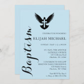 Eleganter Haushalt Taufe Sky Blue Einladung (Vorne/Hinten)