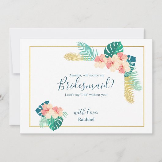 Eleganter hawaiianischer Hibiskus ist meine Brides Einladung (Vorderseite)