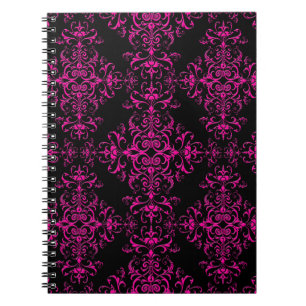 Eleganter heißer rosa und schwarzer viktorianische notizblock