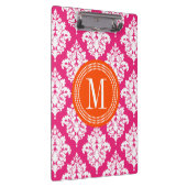 Eleganter heißes Rosa-Damast personalisiert Klemmbrett (Rechts)