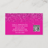 Eleganter heißrosa Glitter-Foto-QR-Code Visitenkarte (Rückseite)