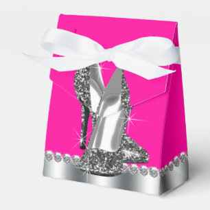 Eleganter heißrosa glitzernder High Heel Schuh Geschenkschachtel