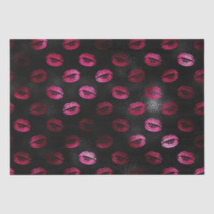 Eleganter heißrosa und schwarzer Glitter-Lippensti Seidenpapier