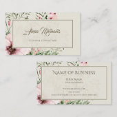 Eleganter hellbeiger, rosa, blühender Rahmen Visitenkarte (Vorne/Hinten)