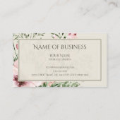 Eleganter hellbeiger, rosa, blühender Rahmen Visitenkarte (Rückseite)