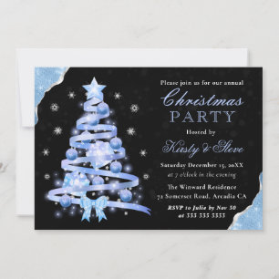 Eleganter hellblauer Bandbaum Weihnachtsfeier Einladung