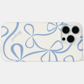 Eleganter, hellblauer Bow-Muster-Individuelle Name Case-Mate iPhone Hülle (Rückseite (Horizontal))