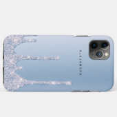 Eleganter, hellblauer Glitzer Tropfen Case-Mate iPhone Hülle (Rückseite (Horizontal))