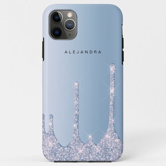 Eleganter, hellblauer Glitzer Tropfen Case-Mate iPhone Hülle (Rückseite)