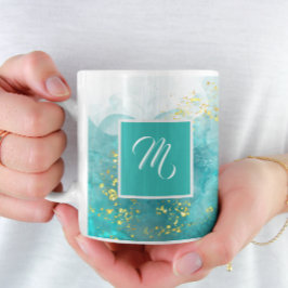 Eleganter hellblauer und goldener Individuelle Nam Kaffeetasse