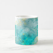 Eleganter hellblauer und goldener Individuelle Nam Kaffeetasse (Mittel)