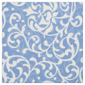 Eleganter hellblauer und weißer Blumendamast Stoff (Muster)