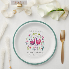 Eleganter, heller Bauernhof Blumenzwiebeln Hochzei Pappteller