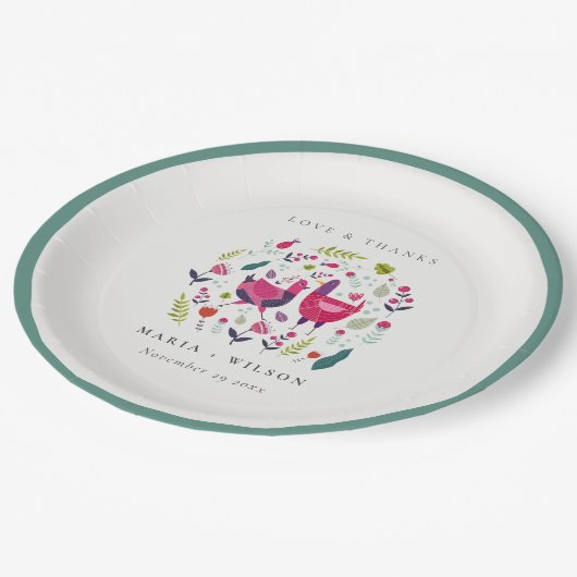 Eleganter, heller Bauernhof Blumenzwiebeln Hochzei Pappteller (Schrägansicht)