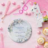 Eleganter heller Eukalyptus in Blau und Weiß Pappteller (Party)