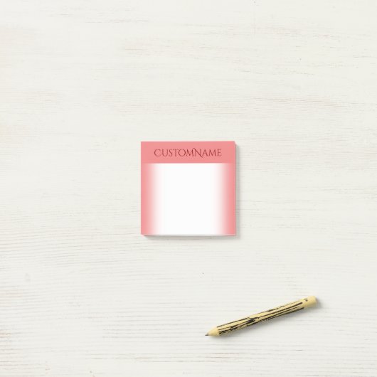 Eleganter heller korallenroter Hintergrund mit Post-it Klebezettel (Auf Schreibtisch)