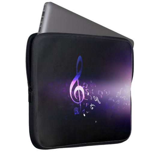 Eleganter, heller Lila Musiknoten Hintergrund Laptopschutzhülle (Vorne Rechts)