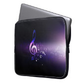Eleganter, heller Lila Musiknoten Hintergrund Laptopschutzhülle (Vorderseite Links)
