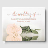 Eleganter heller Pfirsichhügel Rose Medium Wedding Gästebuch (Vorderseite)