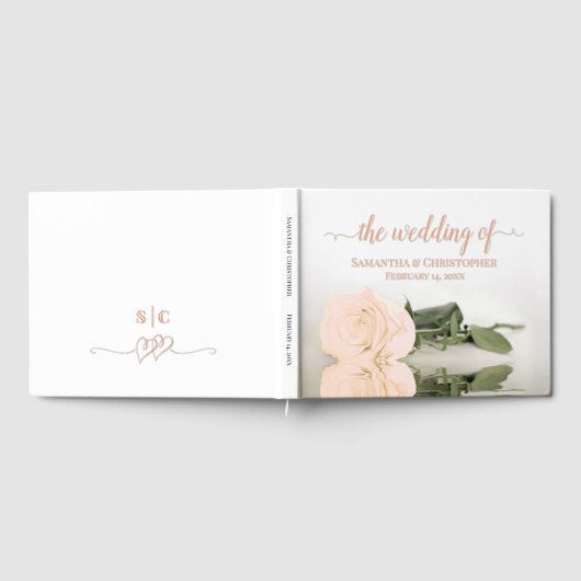 Eleganter heller Pfirsichhügel Rose Medium Wedding Gästebuch (Voll)