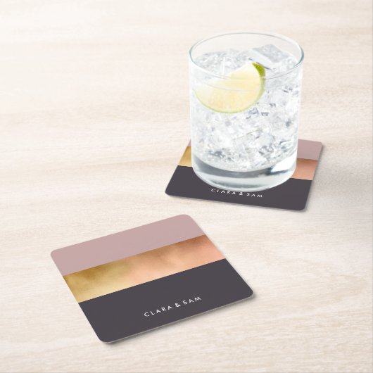 eleganter, heller Rose, goldfarbener, rosa Farbblo Rechteckiger Pappuntersetzer (Vor Ort)