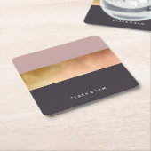 eleganter, heller Rose, goldfarbener, rosa Farbblo Rechteckiger Pappuntersetzer (angewinkelt)