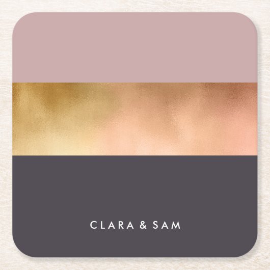 eleganter, heller Rose, goldfarbener, rosa Farbblo Rechteckiger Pappuntersetzer (Vorderseite)