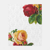 Eleganter hellgrauer Damast mit Blumen Fleecedecke (Vorderseite)