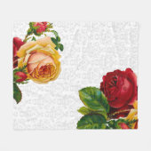 Eleganter hellgrauer Damast mit Blumen Fleecedecke (Vorderseite (Horizontal))