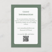 Eleganter hellgrüner Blumenstrich QR-Code Hochzeit Begleitkarte (Vorderseite)