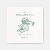 Eleganter Hellgrüner Golden Doodle Champagner-Hoch Serviette (Vorderseite)