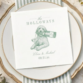 Eleganter Hellgrüner Golden Doodle Champagner-Hoch Serviette