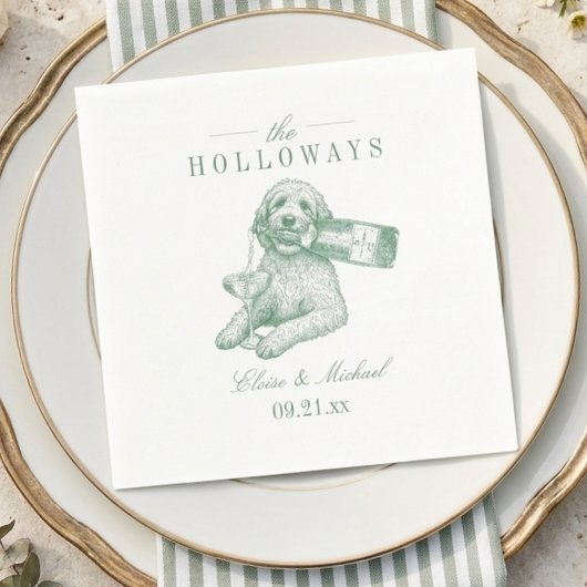 Eleganter Hellgrüner Golden Doodle Champagner-Hoch Serviette