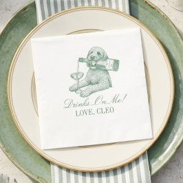 Eleganter Hellgrüner Golden Doodle Champagner-Hoch Serviette