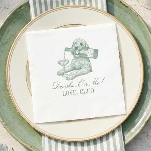 Eleganter Hellgrüner Golden Doodle Champagner-Hoch Serviette
