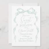 Eleganter, hellgrüner Hand gezeichneter Bow 16 . G Einladung (Vorderseite)