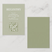 Eleganter Hellgrüner Hochzeitswunschliste QR-Code Begleitkarte (Vorne/Hinten)